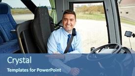  Presentation with road bus - Beautiful PPT layouts featuring transportation - transport tourism road trip gesture backdrop and a ocean colored foreground