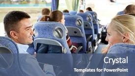  Presentation with transport transportation tourism road trip - PPT theme having transportation - transport tourism road trip background and a ocean colored foreground