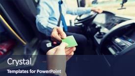  Presentation with ticket - PPT theme with transportation - transport tourism road trip background and a navy blue colored foreground