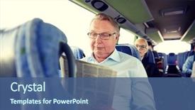  Presentation with bus transportation - Cool new presentation theme with transportation - transport tourism trip and people backdrop and a ocean colored foreground