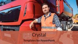  Presentation with forward - Audience pleasing PPT theme consisting of transportation - truck driver in front backdrop and a red colored foreground