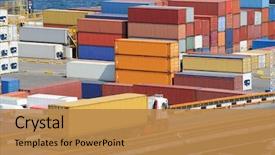  Presentation with container - Slide set with transportation - truck transport container background and a coral colored foreground