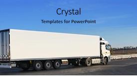  Presentation with asphalt - Presentation enhanced with transportation - white trailer on an asphalt background and a light blue colored foreground