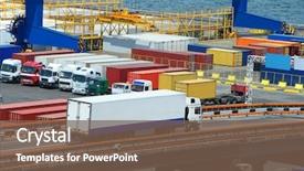  Presentation with port - Cool new slide set with transportation - white truck transport container backdrop and a violet colored foreground