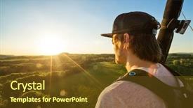  Presentation with transportation air balloon flying - Slides consisting of transportation beautiful nature landscape shot background and a  colored foreground