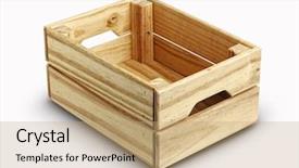  Presentation with box - Presentation theme having empty wooden box isolated background and a coral colored foreground