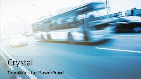  Presentation with traffic road - Slide deck consisting of transportation bus - road traffic motion blurred background and a light blue colored foreground