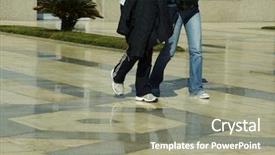  Presentation with bus transportation - Audience pleasing theme consisting of transportation bus terminal - two girl walking in airport backdrop and a gray colored foreground