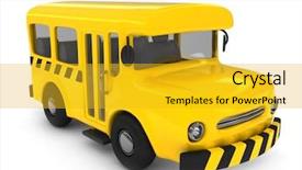  Presentation with bus transportation - Audience pleasing presentation theme consisting of transportation cartoon - 3d illustration of a school backdrop and a gold colored foreground
