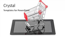  Presentation with tablet - Beautiful slide deck featuring transportation cell sites - tablet pc and shopping cart backdrop and a white colored foreground
