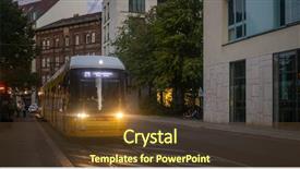  Presentation with public transportation - Presentation theme with transportation concept yellow electric tram background and a tawny brown colored foreground