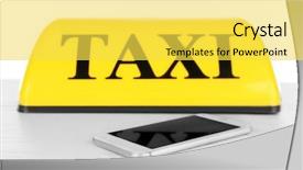  Presentation with transportation taxi from his cell - Cool new theme with transportation concept yellow taxi sign backdrop and a  colored foreground