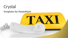  Presentation with transportation taxi from his cell - Colorful PPT layouts enhanced with transportation concept yellow taxi sign backdrop and a  colored foreground