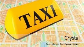  Presentation with city map - Cool new slide deck with transportation concept yellow taxi sign backdrop and a blonde colored foreground
