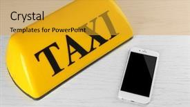  Presentation with taxi - Amazing presentation design having transportation concept yellow taxi sign backdrop and a gold colored foreground