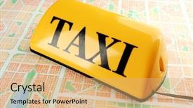  Presentation with transportation taxi from his cell - Presentation design with transportation concept yellow taxi sign background and a  colored foreground