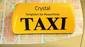  Presentation with transportation taxi from his cell - Slide deck with transportation concept yellow taxi sign background and a yellow colored foreground