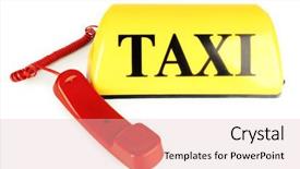  Presentation with transportation taxi from his cell - Cool new presentation design with transportation concept yellow taxi sign backdrop and a lemonade colored foreground