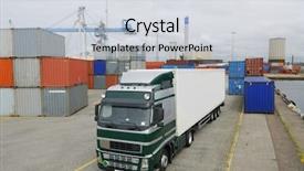  Presentation with cargo transportation - Beautiful presentation featuring transportation conteneur - truck waiting in port backdrop and a light gray colored foreground