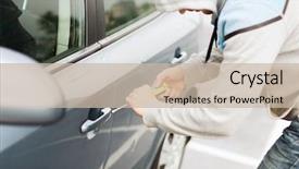  Presentation with ownership - Colorful slide set enhanced with transportation crime and ownership concept backdrop and a soft green colored foreground