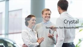  Presentation with car buying - Amazing presentation theme having couple buying a car backdrop and a sky blue colored foreground