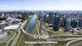  Presentation with bridge - Slides enhanced with transportation density - aerial view of estaiada bridge background and a tawny brown colored foreground