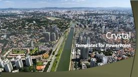  Presentation with city of chicago aerial view - PPT theme with transportation density - aerial view of marginal pinheiros background and a gray colored foreground