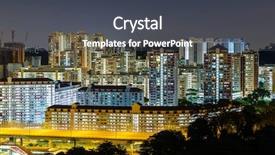  Presentation with apartment buildings - Presentation design enhanced with transportation density - apartment buildings at night background and a dark gray colored foreground