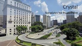  Presentation with orlando florida usa downtown city - Beautiful slide deck featuring transportation density - city hall building in downtown backdrop and a light blue colored foreground