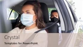  Presentation with medical face mask - Theme consisting of transportation-health-and-people-concept background and a soft green colored foreground