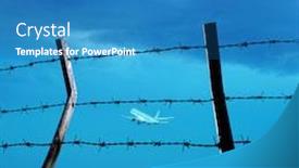  Presentation with transportation - PPT theme consisting of transportation-image-of-flying-commercial background and a teal colored foreground