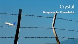  Presentation with transportation - Presentation having transportation-image-of-flying-commercial background and a teal colored foreground