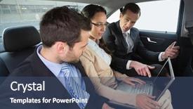  Presentation with car seat - Slides enhanced with transportation interactive - business team working background and a ocean colored foreground