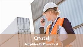  Presentation with walkie talkie - Audience pleasing slide set consisting of transportation interactive - female engineer using walkie-talkie backdrop and a coral colored foreground