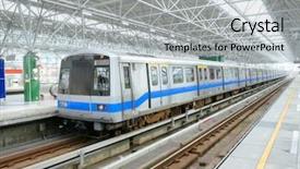 Presentation with mass - Presentation theme having transportation mrt - mass rapid transit background and a light gray colored foreground