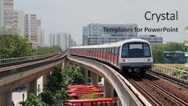  Presentation with transportation train - Slides featuring transportation mrt - train fast approaching but slowing background and a light gray colored foreground