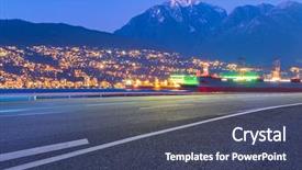  Presentation with night highway accidents - Slide set with transportation ocean way - empty highway with skyline background and a  colored foreground