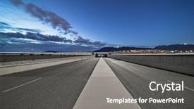  Presentation with night highway accidents - Beautiful PPT theme featuring transportation ocean way - empty highway with skyline backdrop and a gray colored foreground