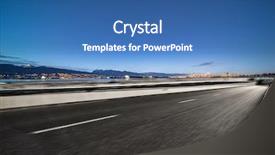  Presentation with night highway accidents - Slide set enhanced with transportation ocean way - empty highway with skyline background and a ocean colored foreground