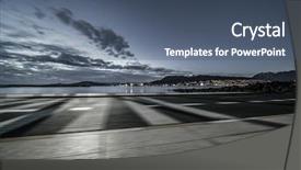  Presentation with night highway accidents - Beautiful presentation design featuring transportation ocean way - empty highway with skyline backdrop and a ocean colored foreground