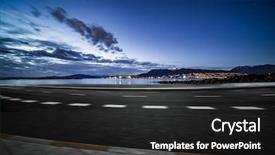  Presentation with night highway accidents - Presentation theme with transportation ocean way - empty highway with skyline background and a dark gray colored foreground