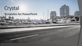  Presentation with empty road motion blur - Audience pleasing slide deck consisting of transportation ocean way - empty road with harbor backgound backdrop and a light blue colored foreground
