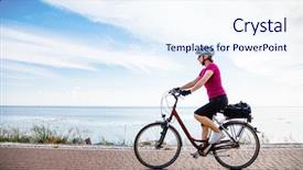  Presentation with mental wellbeing healthy lifestyle balance - Presentation design having transportation ocean way - healthy lifestyle - middle-aged woman background and a  colored foreground