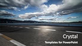  Presentation with free bridge - Cool new slide deck with transportation ocean way - highway bridge with skyline background backdrop and a dark gray colored foreground