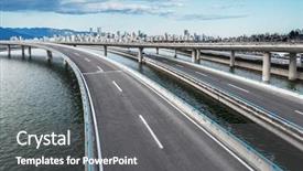  Presentation with highway dallas - Cool new slide deck with transportation ocean way - highway bridge with skyline background backdrop and a gray colored foreground