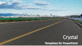  Presentation with vancouver - Presentation design consisting of transportation ocean way - highway bridge with skyline background background and a dark gray colored foreground