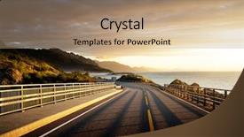  Presentation with sunrise - Audience pleasing presentation theme consisting of transportation ocean way - road by the sea backdrop and a coral colored foreground