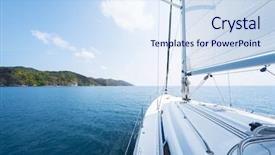  Presentation with moving sea - Slide deck featuring transportation ocean way - sailing vessel moving with open background and a sky blue colored foreground