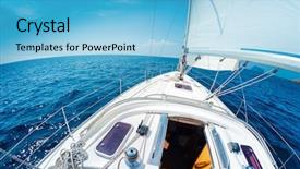  Presentation with moving sea - Colorful slides enhanced with transportation ocean way - sailing vessel moving with sail backdrop and a light blue colored foreground