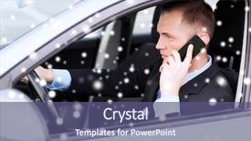  Presentation with transportation - PPT theme featuring transportation people technology and vehicle concept - close up of man using smartphone while driving car background and a ocean colored foreground